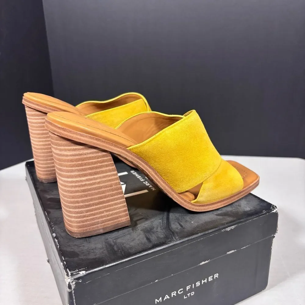 Marc Fisher Barli Sandal Yellow/Gold Size 9.5 NEW in box - Picture 9 of 12